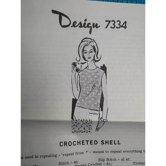 Alice Brooks designs pattern 7334 Crocheted shell sweater  1960s Size 32-46 - Picture 1 of 5
